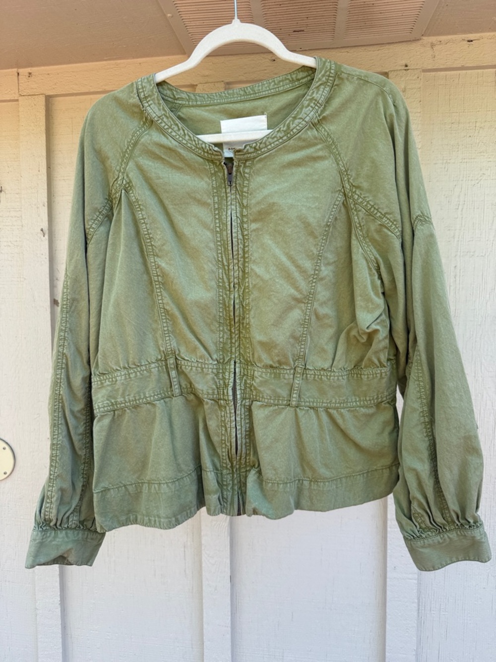 Women’s Olive Green Zip-Front Casual Jacket - Picture 4 of 5